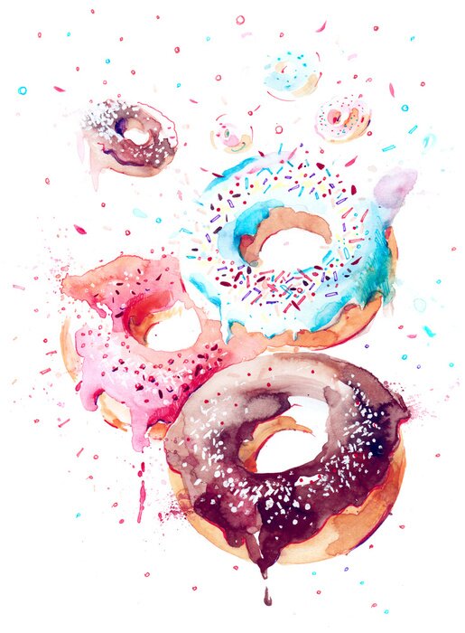 Sticker Mit Wasserfarben bemalte bunte Bonbons