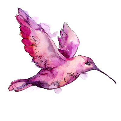 Sticker Mit Wasserfarben gemalter Vogel