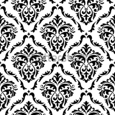 Sticker Mittelalterliches nahtloses mit Blumen in der Damastart für Design. JPEG-Version auch in der Galerie erhältlich