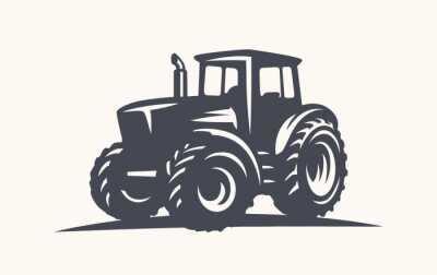 Sticker Modern tractor illustration on white background.