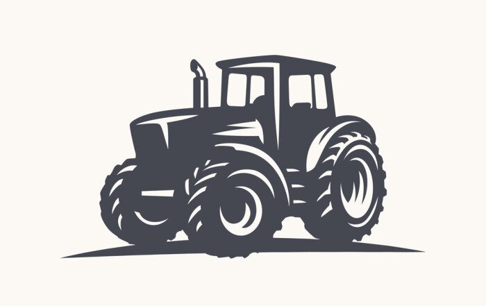 Sticker Modern tractor illustration on white background.