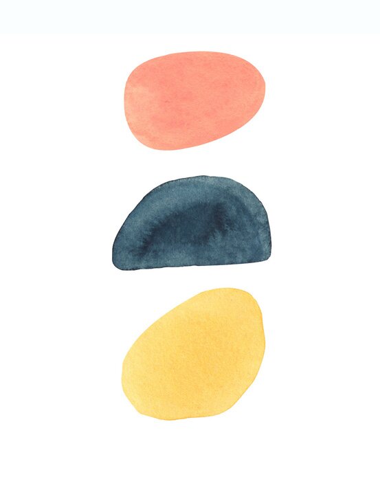 Sticker Modern watercolor  spring, summer trend palette. Watercolor set of abstract hand drawn i aesthetic forms, brush strokes, freehand colors elements, shapes. Abstract collage backgrounds.