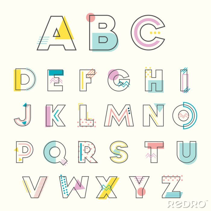 Sticker Moderne dekorative Alphabetbuchstaben