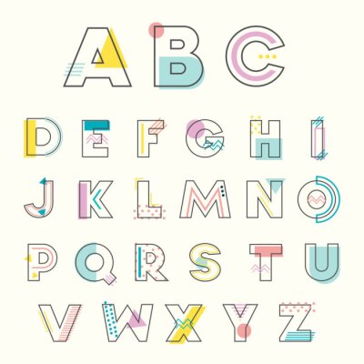 Sticker Moderne dekorative Alphabetbuchstaben