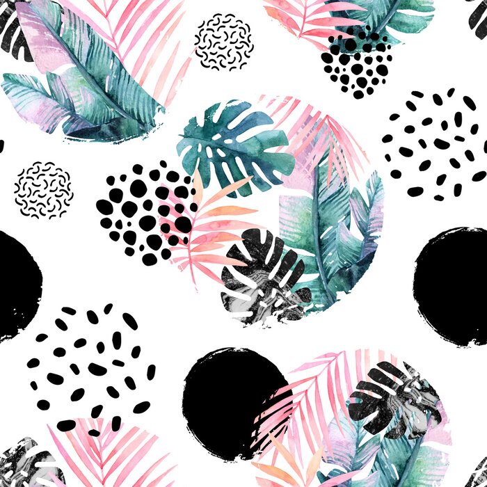 Sticker Moderne Geometrie mit Pflanzen