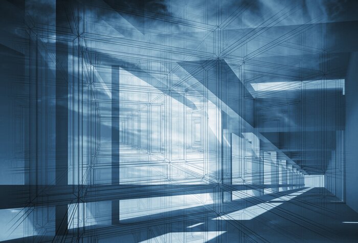 Sticker Moderne räumliche Komposition