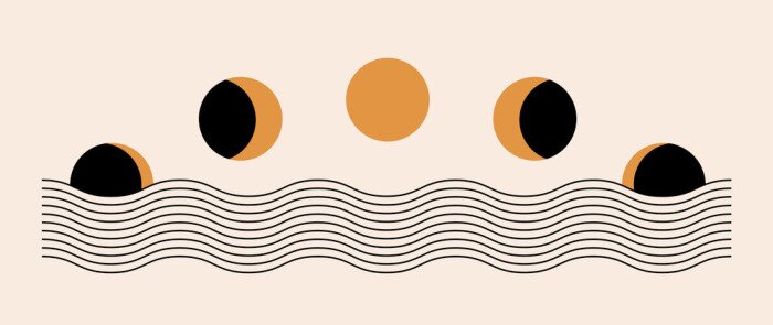 Sticker Modernes minimalistisches Mondphasenkonzept