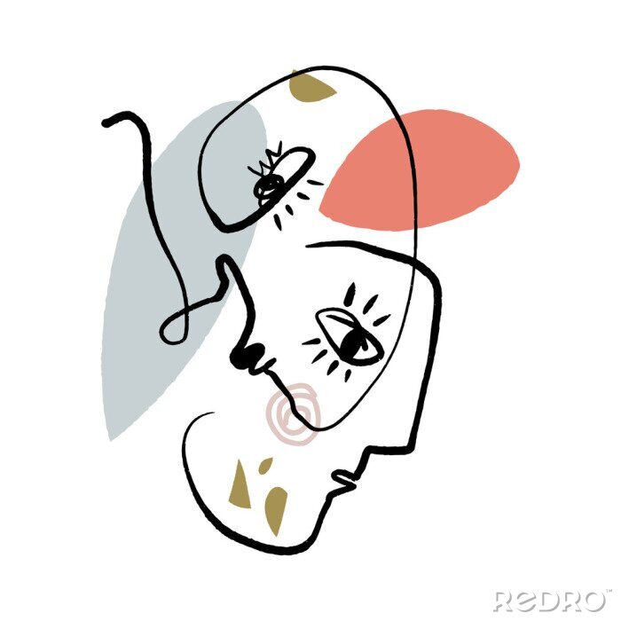 Sticker Modernes Porträt von zwei Personen