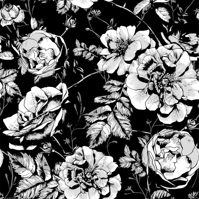 Sticker Monochromatisches florales Muster