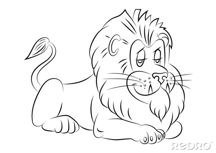 Sticker Monochrome Skizze eines Löwen