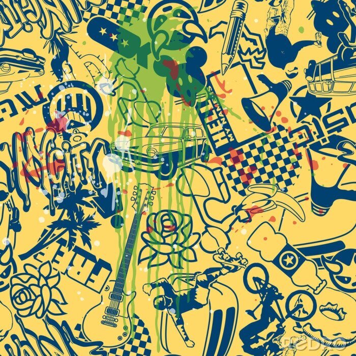 Sticker Mosaik von Mauerzeichnungen