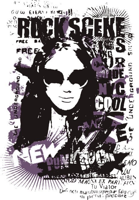 Sticker Motiv mit Frau und Musik