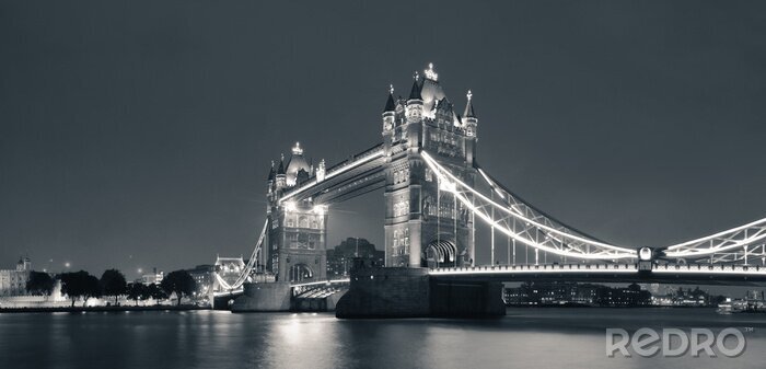 Sticker Motiv schwarz-weiß mit Tower Bridge