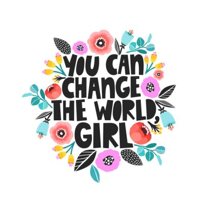 Sticker Motivierender Slogan mit floraler Grafik