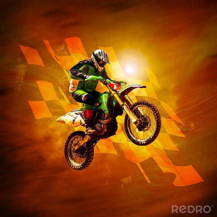 Sticker Motocross auf orangefarbenem Hintergrund
