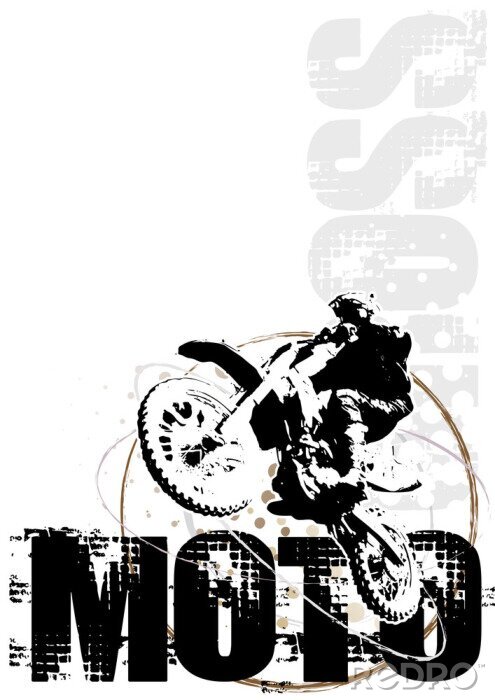 Sticker Motorrad im Grunge-Stil