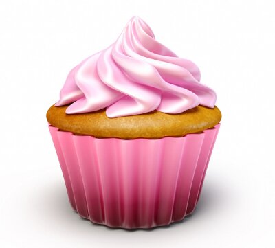 Sticker Muffin mit rosa Zuckerguss-Grafik