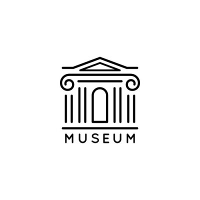 Sticker Museum logo Is in a trendy minimal linear style. Vector icon of a Bank building with columns. Simple emblem