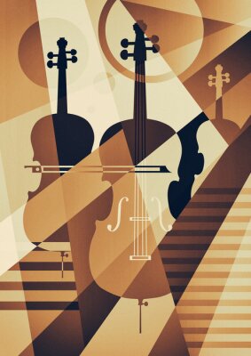 Sticker Musik-Saiteninstrumente in Erdfarben