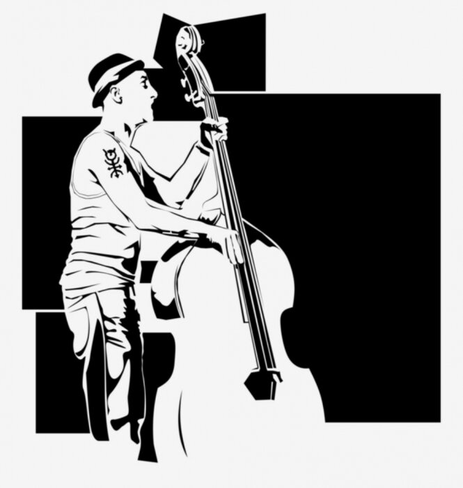 Sticker Musik Schwarz-Weiß-Illustration