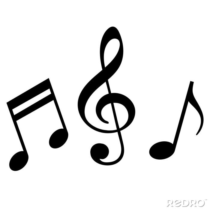 Sticker Musik Symbole Noten und Notenschlüssel