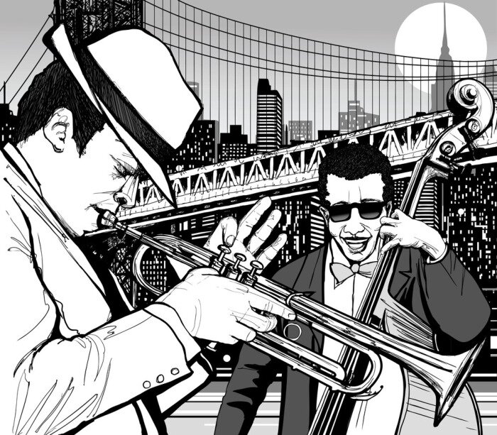Sticker Musik und Jazzband in New York City