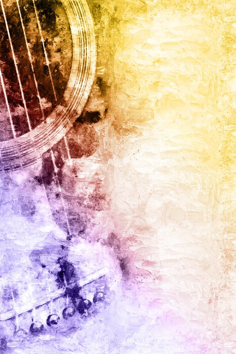 Sticker Musikalische Nahaufnahme auf der Gitarre