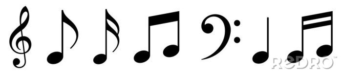 Sticker Musikalische Symbole Notenschlüssel und Noten