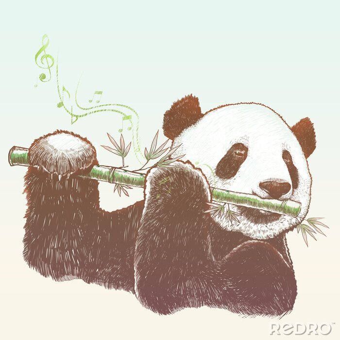 Sticker Musikalisches thema mit einem panda
