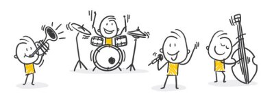 Sticker Musikband vierköpfig einfache Grafik