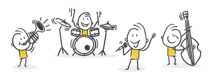 Sticker Musikband vierköpfig einfache Grafik