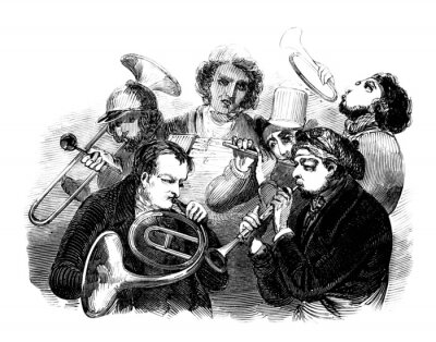 Sticker Musiker spielen Instrumente Retro-Grafik