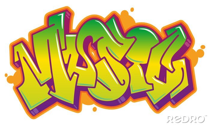Sticker Musikwort im Graffiti-Stil