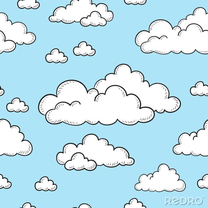 Sticker Muster aus weißen Wolken an einem blauen Himmel