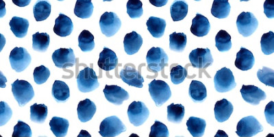 Sticker Muster der handgemalten aquarellblauen Tupfen