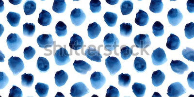 Sticker Muster der handgemalten aquarellblauen Tupfen