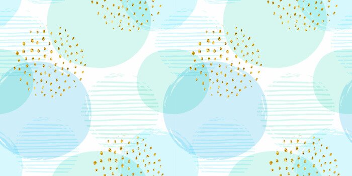 Sticker Muster mit blauen Kreisen in Aquarellfarbe