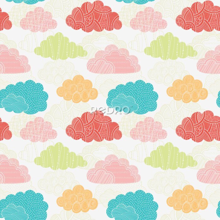 Sticker Muster mit bunten abstrakten Wolken