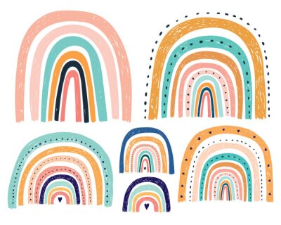 Sticker Muster mit bunten Regenbögen