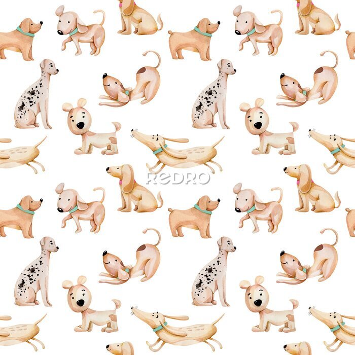 Sticker Muster mit kleinen Hunden