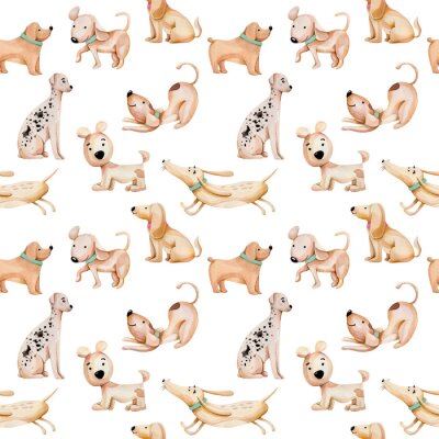 Sticker Muster mit kleinen Hunden