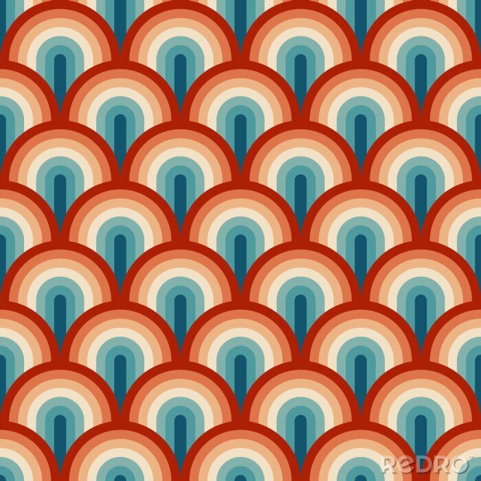 Sticker Muster mit Regenbögen im Boho-Stil