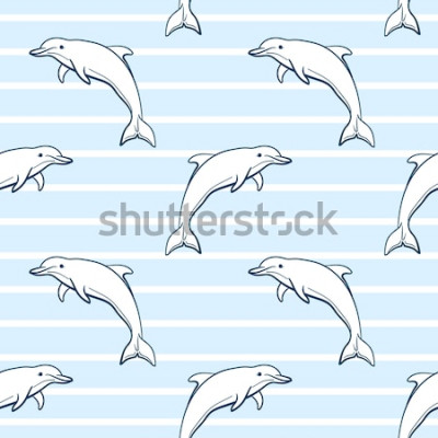 Sticker Muster mit springenden Delfinen