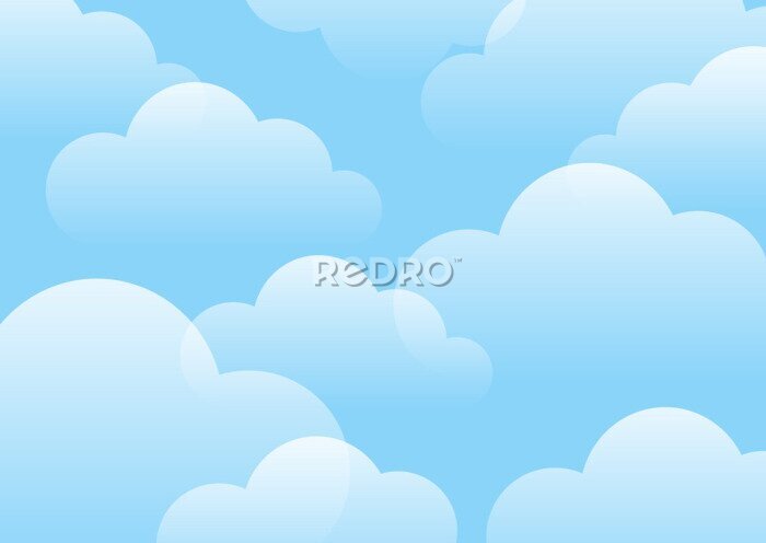 Sticker Muster mit Wolken an einem blauen Himmel