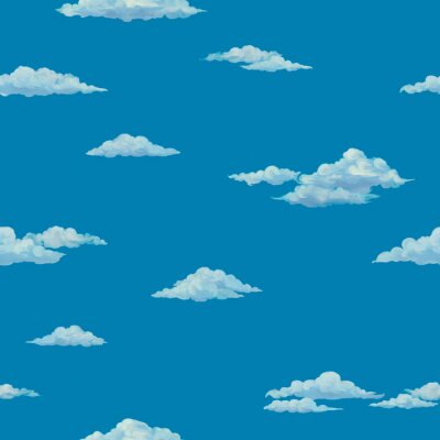 Sticker Muster mit Wolken auf blauem Hintergrund