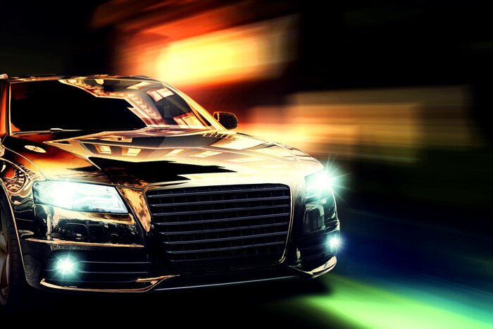 Sticker Nachtfahrt mit einem Auto