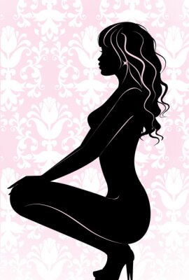 Sticker Nackte sexy Mädchen Silhouette