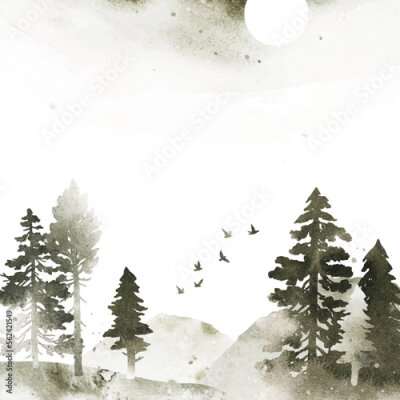 Sticker Nadelwald aus der Ferne gesehen