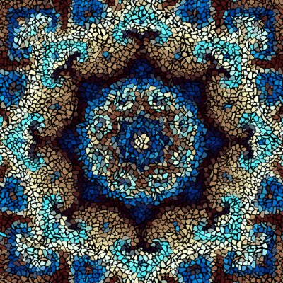 Sticker Nahtlose Hintergrundmuster. Unregelmäßiges dekoratives geometrisches Mosaikkunstfliesenmuster von den unebenen defekten Stücken.