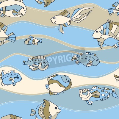 Sticker nahtlose Muster Aquarienfische Hintergrund